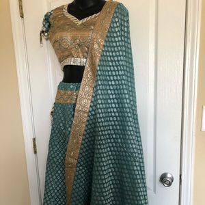Very pretty light blue turquois Indian garba Choli